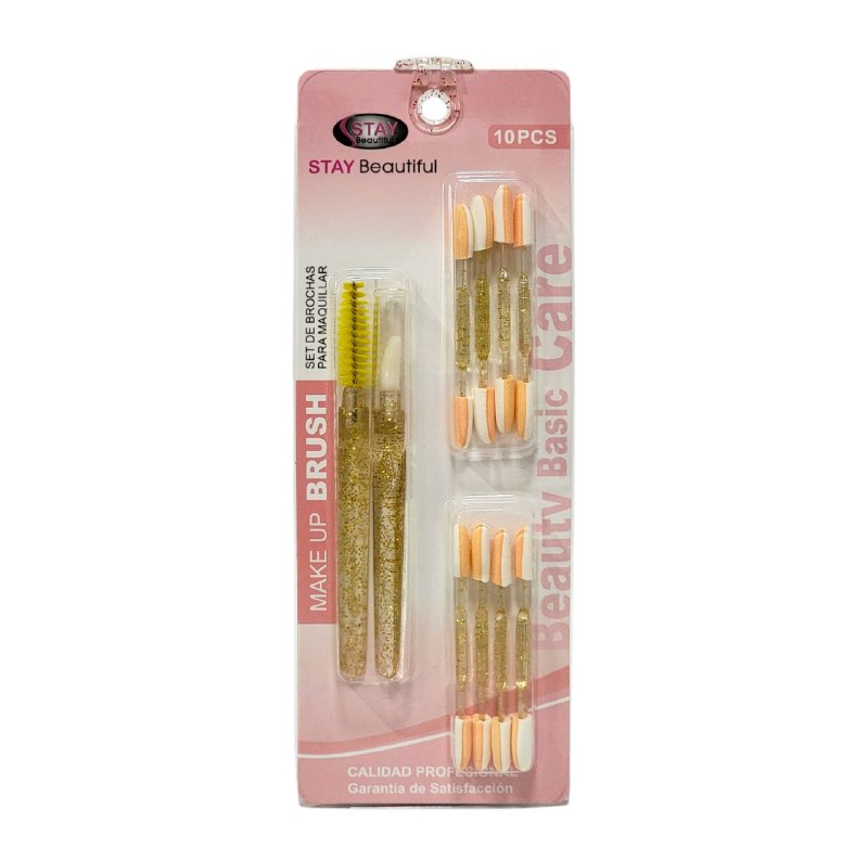 SET DE HERRAMIENTAS PARA OJOS Y CEJAS DE APLICADORES Y CEPILLOS 10PCS STAY BEAUTIFUL