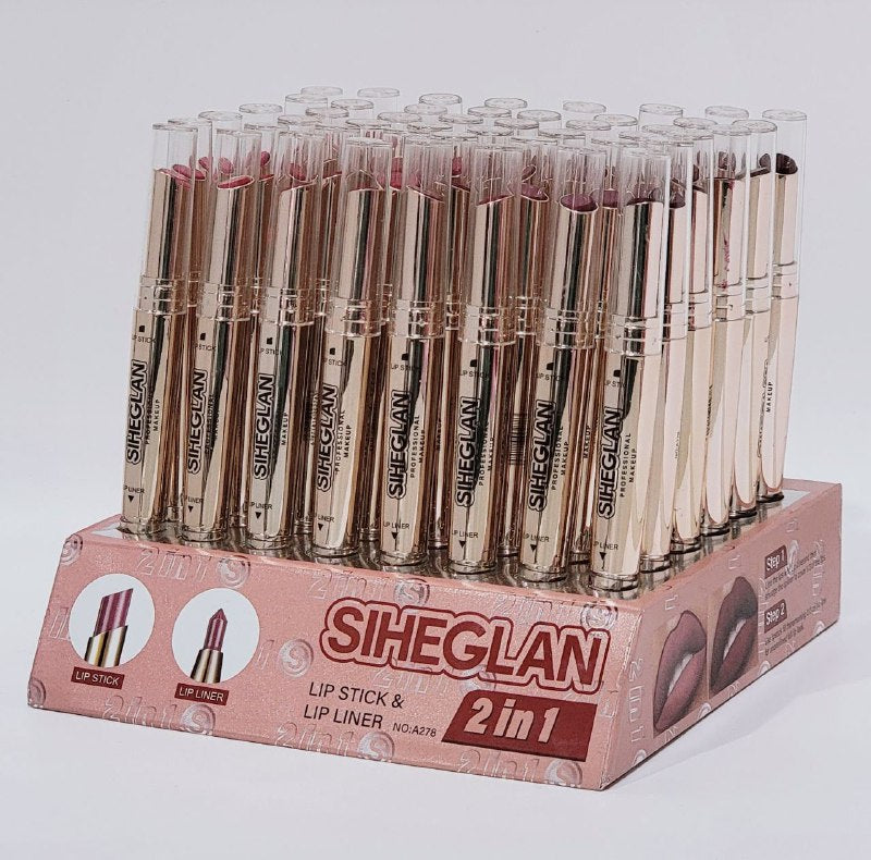 LIPSTICK Y DELINEADOR DE LABIOS 2 EN 1 SIHEGLAN (DUPE DE SHEGLAM)