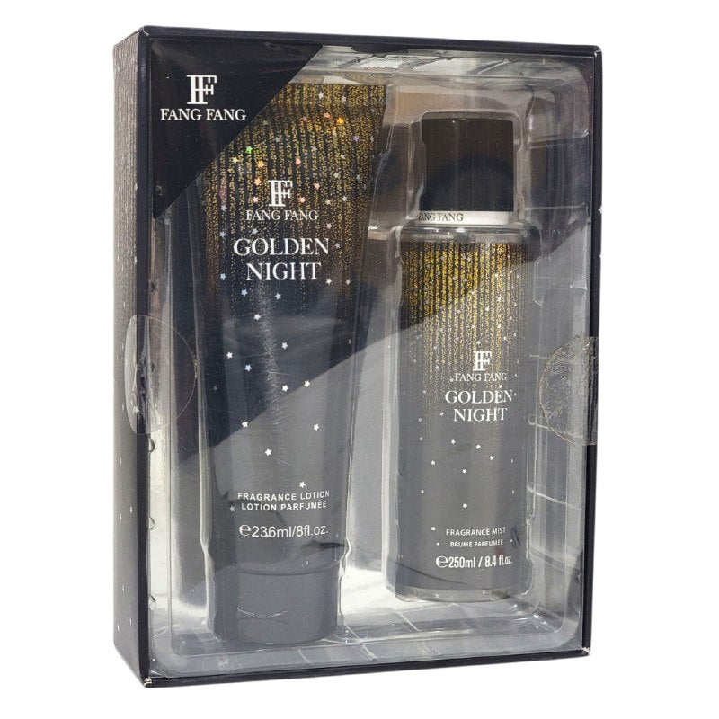 SET FANG FANG FANG GOLDEN NIGHT SPLASH 250ML, BODY LOTION 236ML (M)