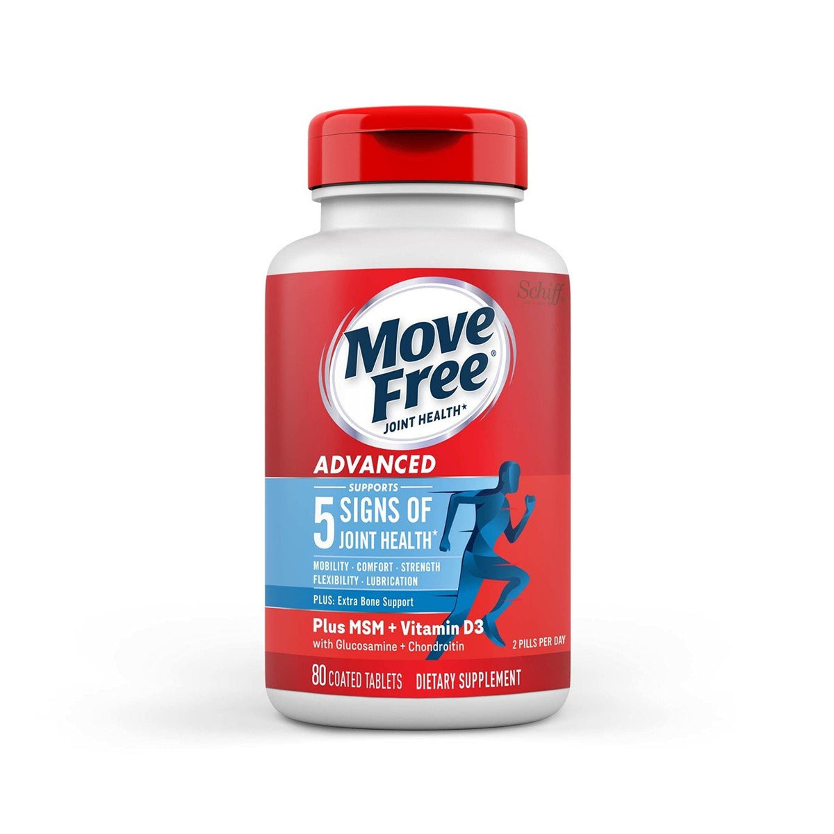 SUPLEMENTO PARA EL CUIDADO DE LAS ARTICULACIONES Y HUESOS CON MSM Y VITAMINA D3 MOVE FREE 80UND