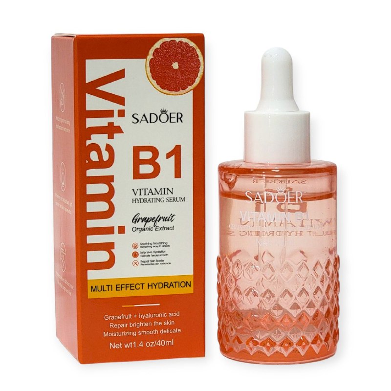 SUERO FACIAL VITAMINA B1, HIDRATANTE VITAMINICO EXTRACTO DE POMELO, CALMANTE Y NUTRITIVO DE FACIAL ABSORCION, HIDRATACION INTENSIVA SADOER 40ML