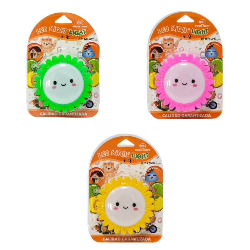 LUZ LED DE NOCHE, TEMATICA DE SOL PARA NIÑAS, ILUMINACION DE DORMITORIO 3 COLORES DIESEL