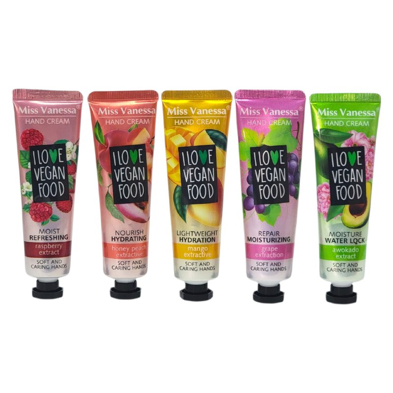 SET DE CREMA DE MANOS HIDRATANTES Y PERFUMAS CON AROMAS FRUTALES 5PCS MISS VANESSA 30GX5