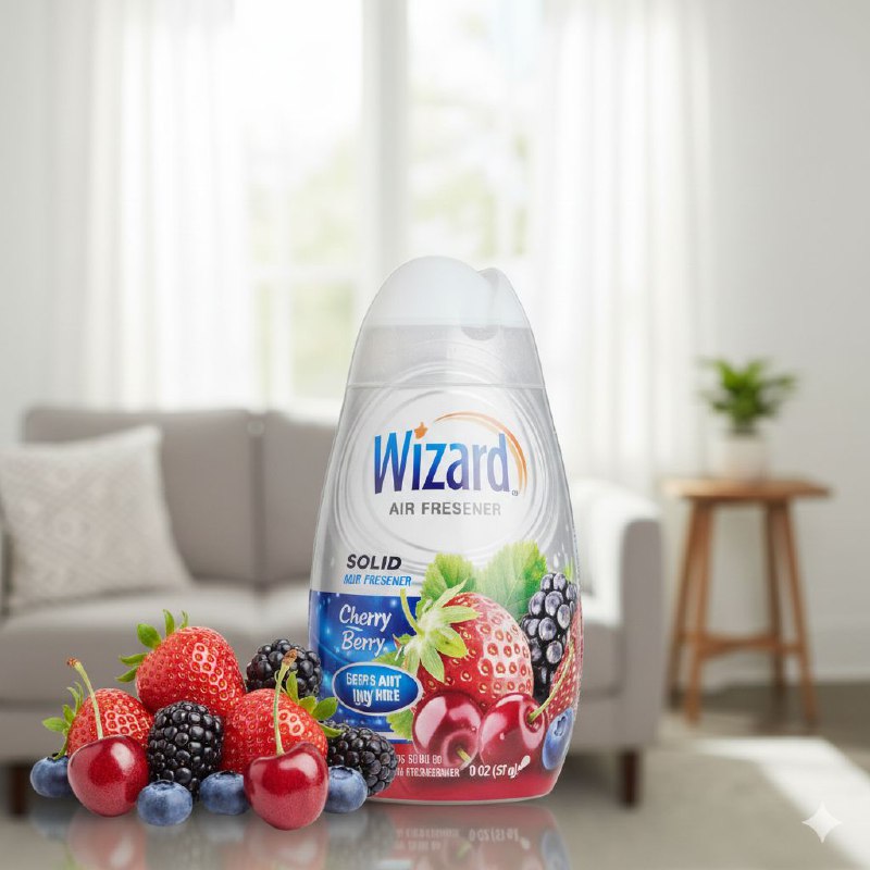 AMBIENTADOR AROMATIZANTE DE GEL SOLIDO DE CEREZA Y BAYAS WIZARD 221G