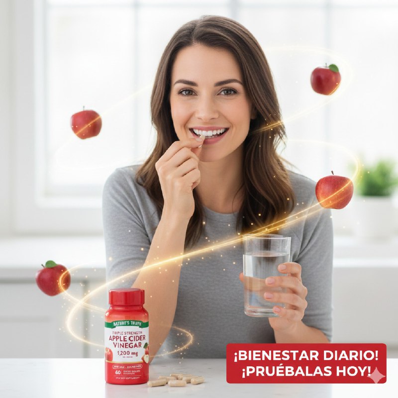 VITAMINAS EN CAPSULAS DE VINAGRE DE SIDRA DE MANZANA 1,200MG POR PORCION SIN GLITEN TRIPLE FUERZA NATURE S TRUTH 60UND