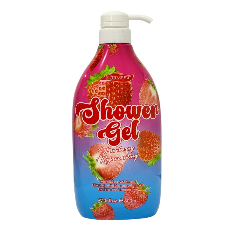 GEL DE DUCHA DE FRESA REJUVENECEDORA, HIDRATANTE Y SUAVIZANTE KORMESIC 800ML