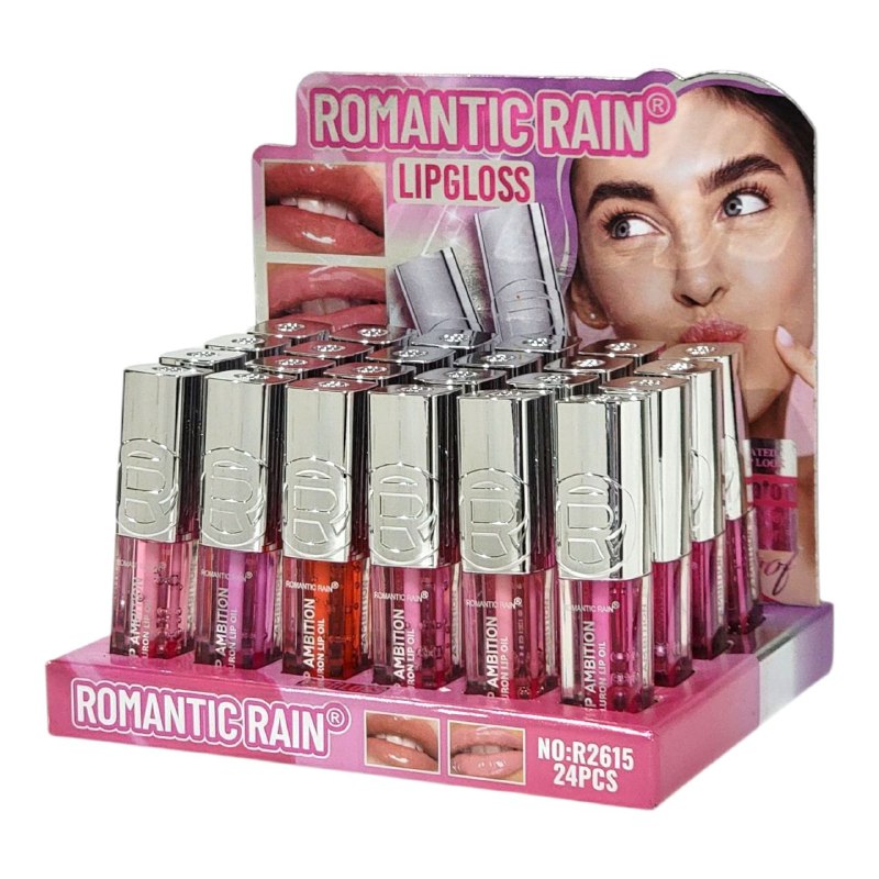 BRILLO LABIAL HIDRATACION TODO EL DIA RESISTENTE AL AGUA MANTIENE LOS LABIOS SUAVES Y RADIANTES ROMANTIC RAIN 8G (DUPE DE LOREAL)