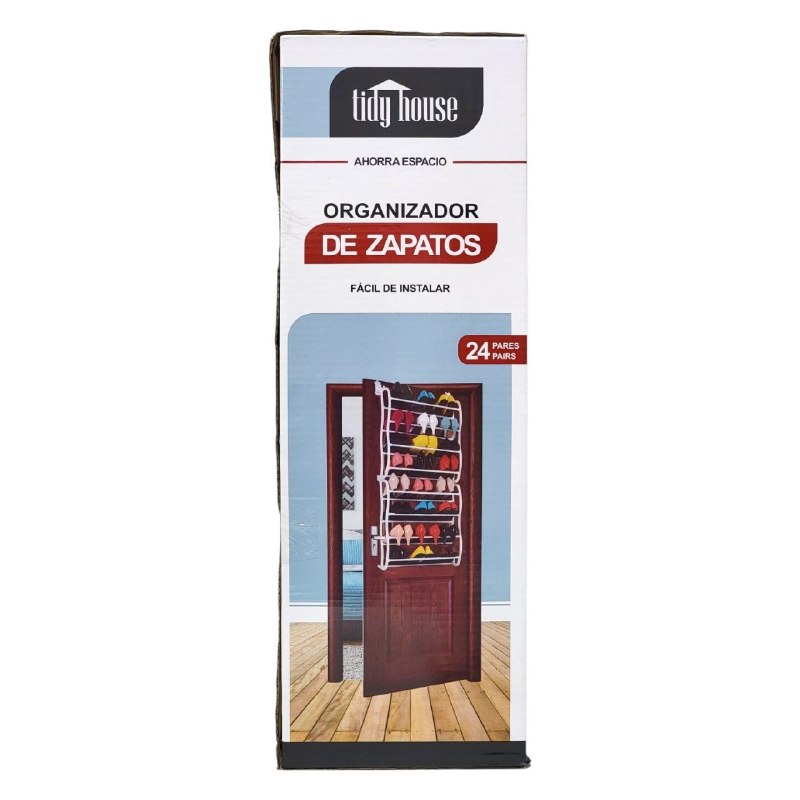 ORGANIZADOR ZAPATERA METALICA SOBRE LA PUERTA MULTINIVEL DE 24 PARES TIDY HOUSE 19.1X57.2X123.8CM