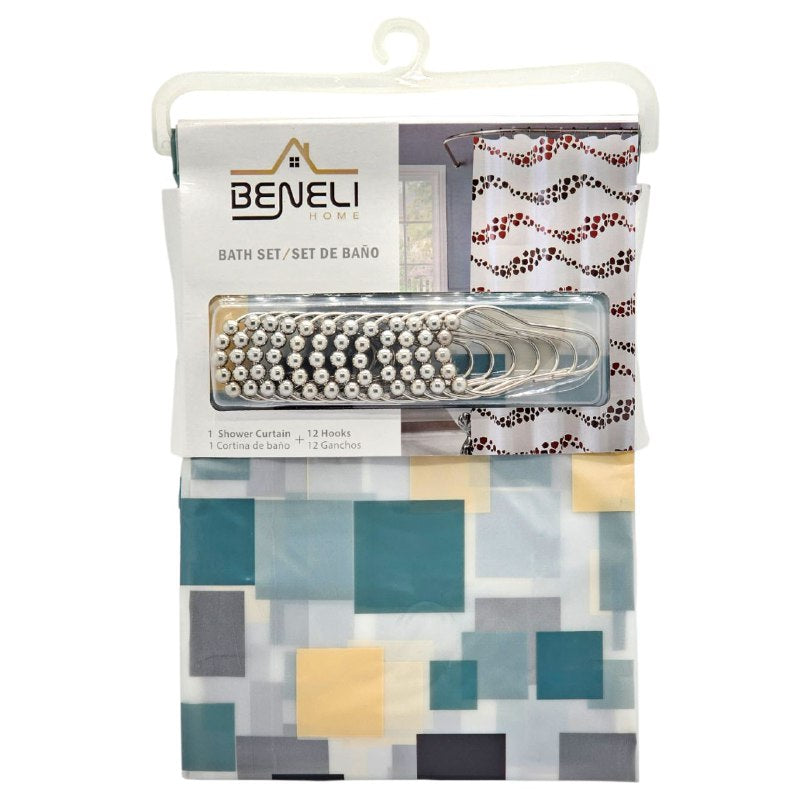 CORTINA DE DUCHA ELEGANTE DE 12 GANCHOS BENELI HOME 180X180CM