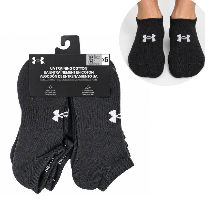 CALCETA TOBILLERA INVISIBLE ACOLCHADA UNDER ARMOUR ORIGINAL UNISEX 6 PARES TALLA HOMBRE 8.5-13 TALLA MUJER 10-14