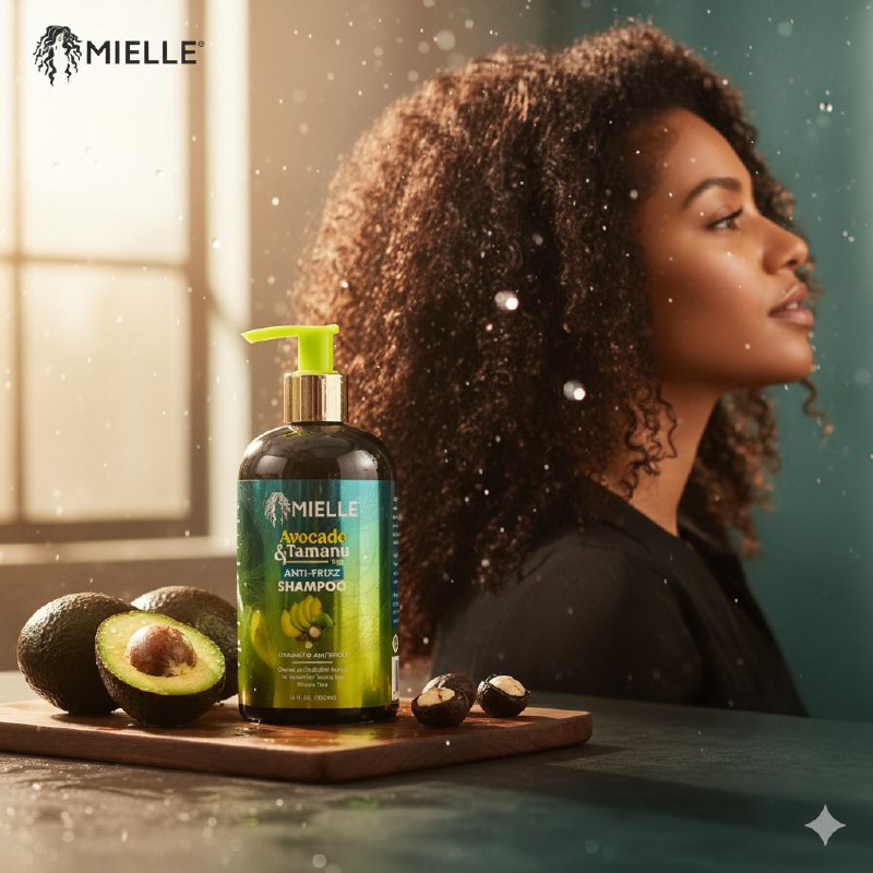 SHAMPOO PARA EL CABELLO DE AGUACATE Y ACEITE DE NUEZ HIDRATANTE ANTI FRIZZ MIELLE 335ML