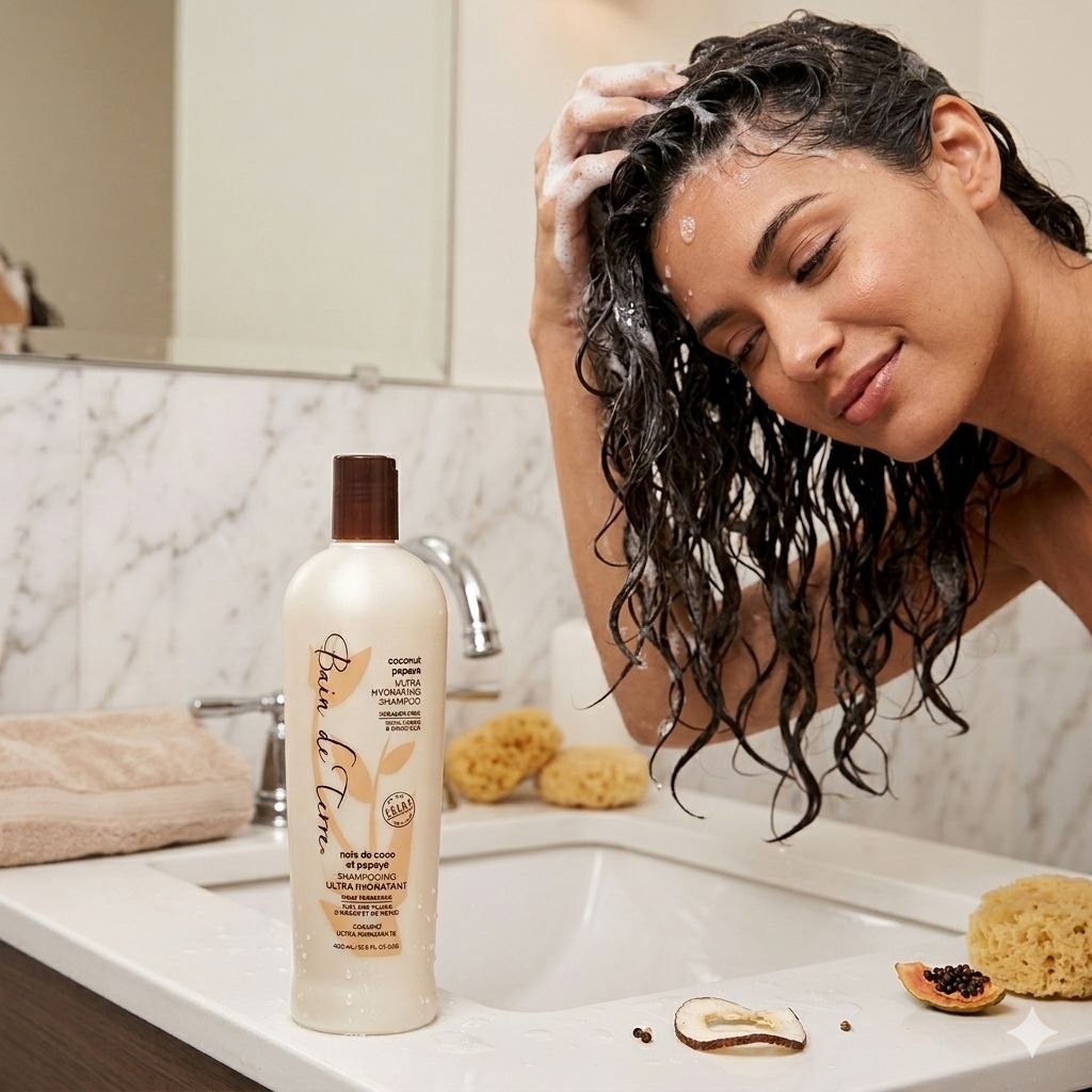 SHAMPOO ULTRAHIDRATANTE PARA CABELLO RESECO DE COCO Y PAPAYA BAIN DE TERRE 400ML