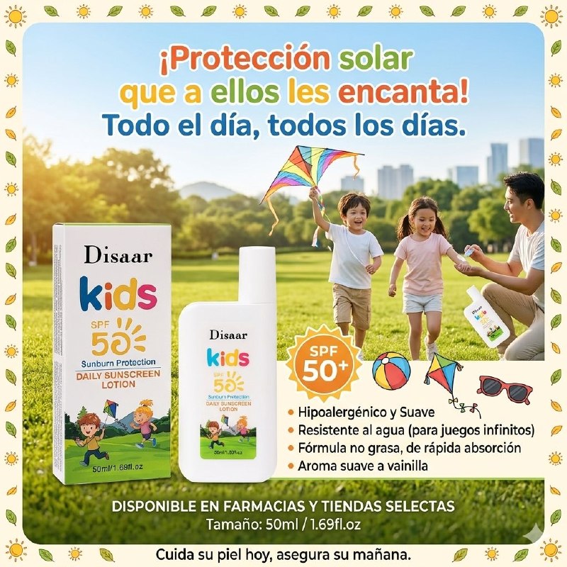 PROTECTOR SOLAR PARA NIÑOS SPF50 DE AMPLIO ESPECTRO Y LIGERO DISAAR 50ML