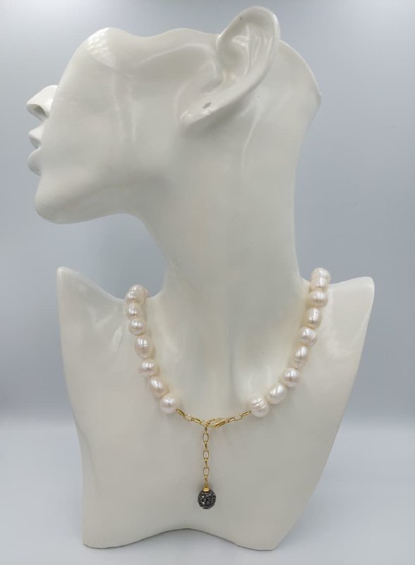 COLLAR DE JOYERIA ARTESANAL DE PLATA 9.25 DE PERLA DE RÍO ALECOLL008