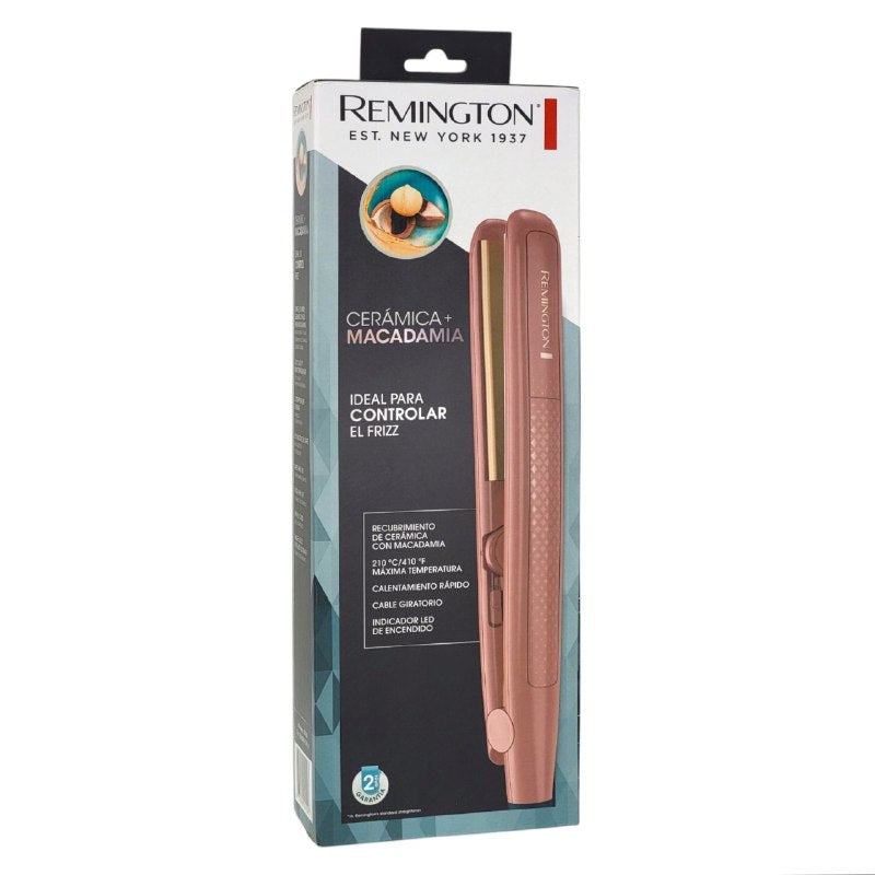 PLANCHA PARA EL CABELLO DE CERAMICA Y MACADAMIA QUE CONTROLA EL FRIZZ Y CALENTAMIENTO RAPIDO REMINGTON