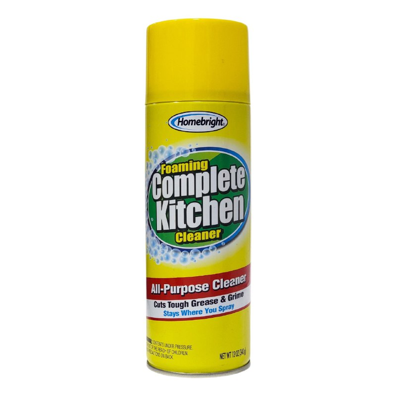 LIMPIADOR EN ESPUMA COMPLETO PARA COCINAS, ELIMINA GRASA Y SUCIEDAD, LIMPIA ESTUFAS, ELECTRODOMESTICOS HOMEBRIGHT 340G