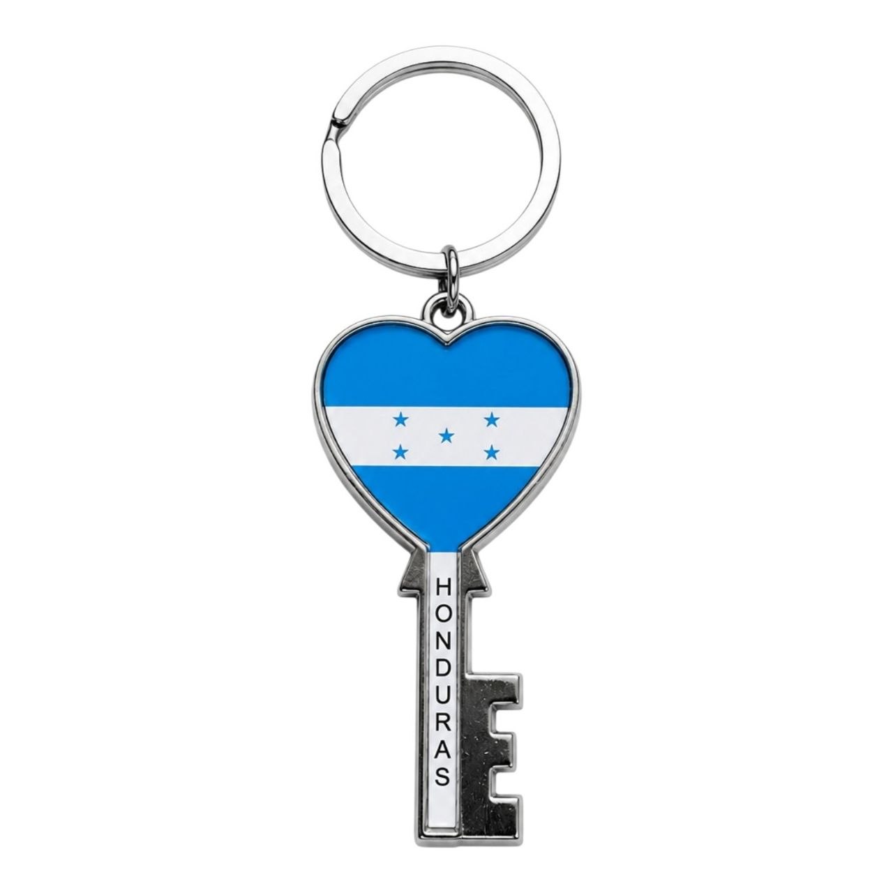 LLAVERO EN FORMA DE CORAZON Y LLAVE CON BANDERA DE HONDURAS