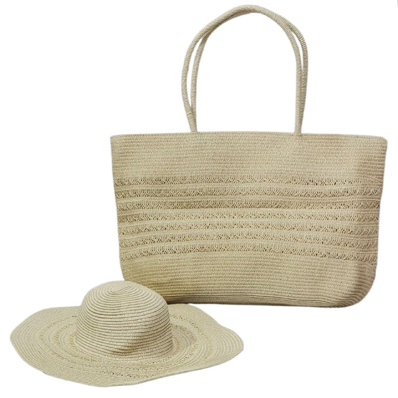 CONJUNTO DE SOMBRERO Y BOLSO PARA PLAYA, PROTEGETE DEL SOL CON ESTILO IDEAL PARA VACACIONES GAIA 53X39CM