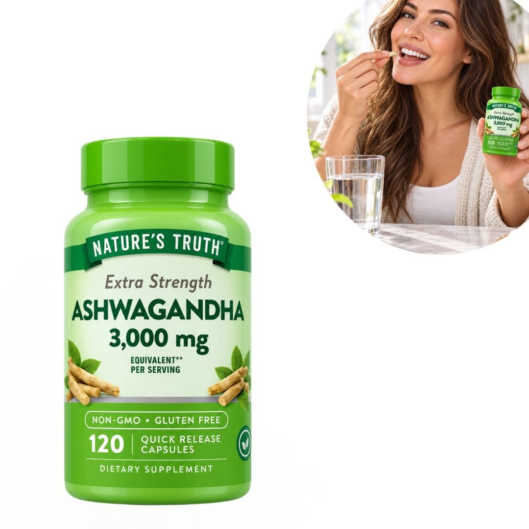 VITAMINAS FUERZA ADICIONAL ASHWAGANDHA 3000MG, SIN GLUTEN, CAPSULAS DE LIBERACION RAPIDA NATURE S TRUTH 120UND