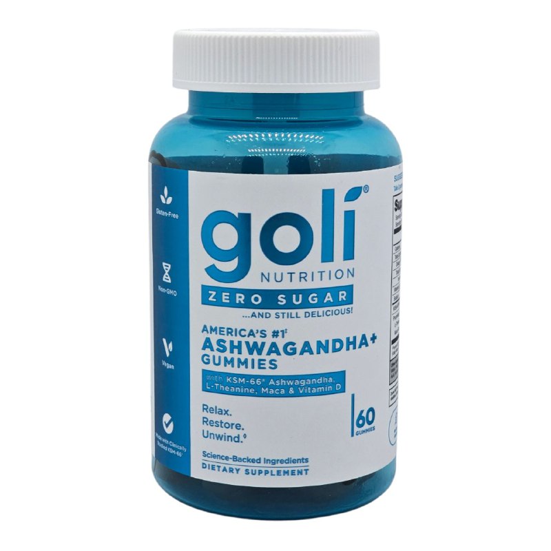 VITAMINAS EN GOMITAS DE ASHWAGANDHA PARA RELAJARSE, RESTAURA Y DESCANDA PERFECTO CON ESTE SUPLEMENTO DIETETICO GOLI NUTRITION ZERO SUGAR 60UND
