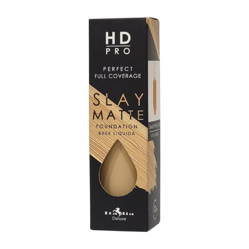 BASE DE MAQUILLAJE LIQUIDA LIVIANA LIBRE DE ACEITE ACABADO MATE TONO 18 PORCELAIN ITALIA DELUXE HD PRO PERFECT FULL COVERAGE SLAY MATTE 30ML