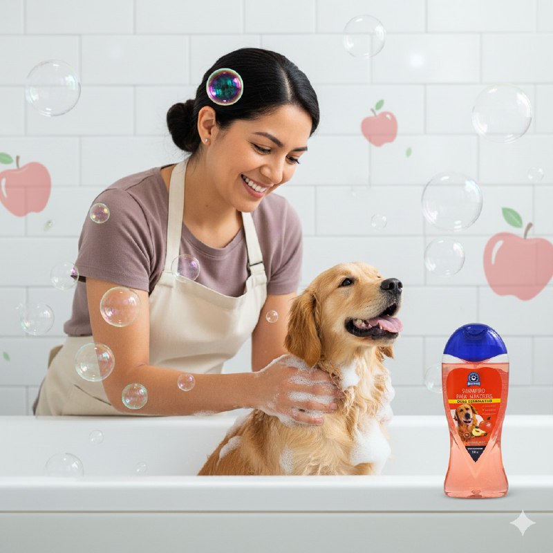 SHAMPOO PARA MASCOTAS CON AROMA A MANZANA ROJA ELIMINA OLORES ANTISEPTICO MAXCOTAS 500ML