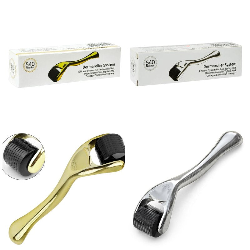 RODILLO FACIAL MASAJEADOR CON MICROAGUJAS DE TITANIO DE 1MM DERMAROLLER