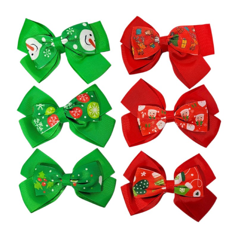 GANCHO PARA EL CABELLO NAVIDEÑOS PARA NIÑAS ELEGANTES FESTIVOS EN PAQUETE DE 12UND 13X9CM
