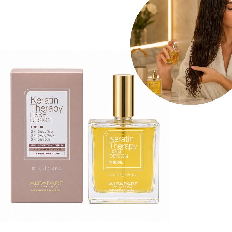 ACEITE CAPILAR ELIXIR NUTRITIVO, PROTECTOR TERMICO Y FINALIZADOR DE BRILLO CON ACEITE DE BABASU Y KERATINA ALFAPARF 50ML