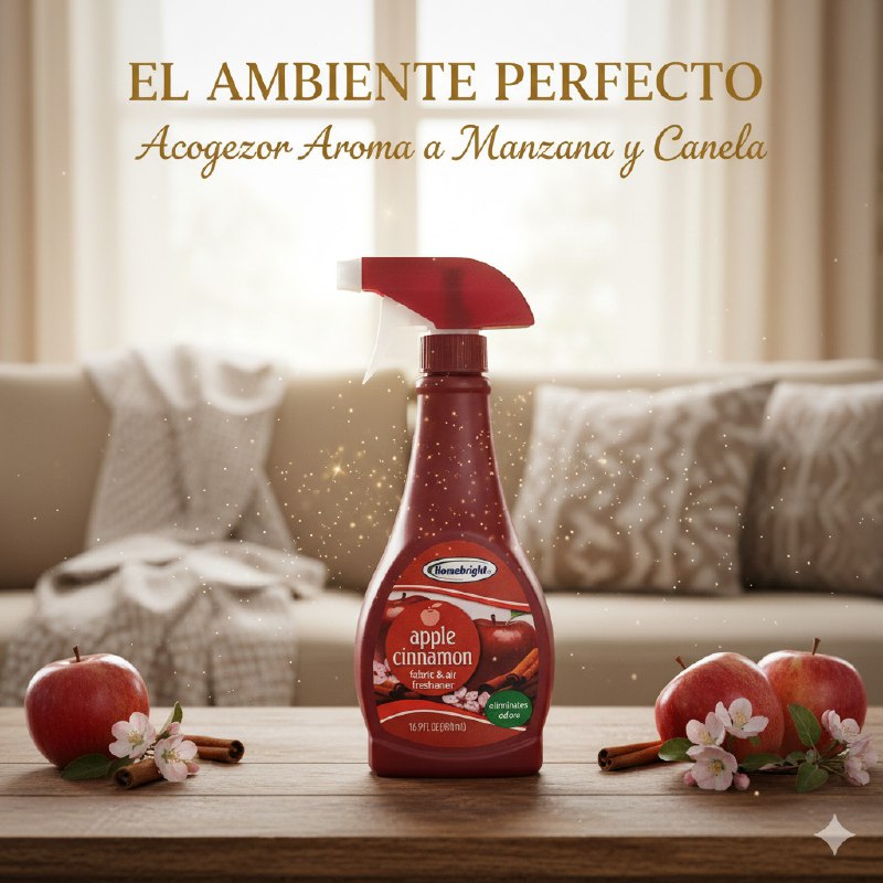 AMBIENTADOR AROMATIZANTE EN SPRAY DE MANZANA Y CANELA HOMEBRIGHT 500ML