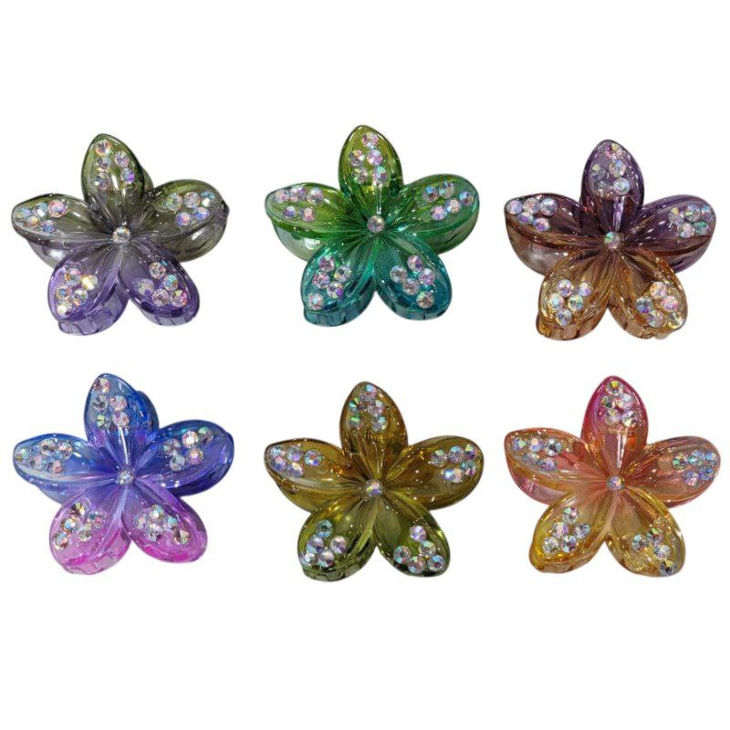 GANCHO PARA EL CABELLO DE DISEÑO DE FLOR HAWAIANA, PINZAS DE SUJECION FUERTE, ACCESORIO PARA EL CABELLO PAQUETE DE 12UND 8X6CM