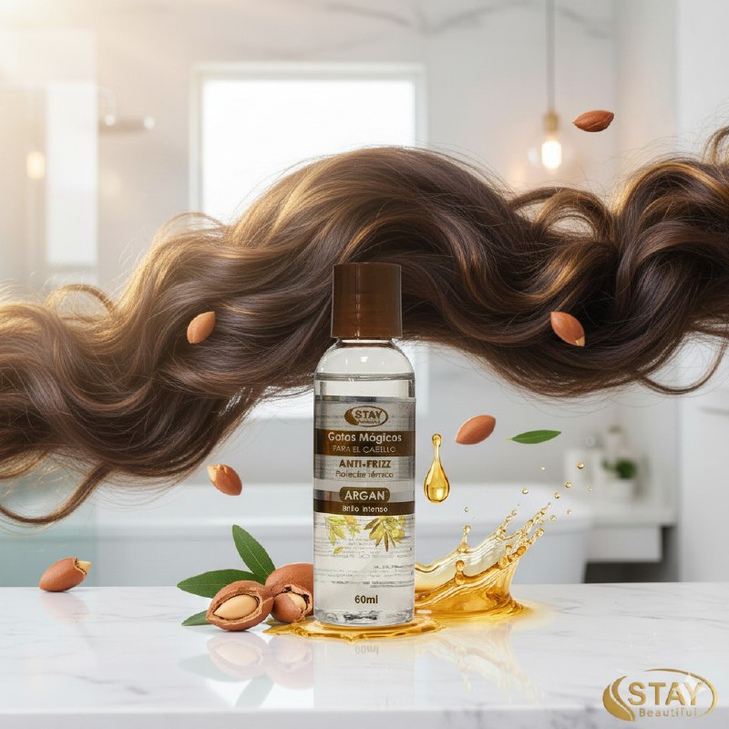 ACEITE PARA EL CABELLO GOTAS MAGICAS DE ARGAN ANTIFRIZZ, PROTECTOR TERMICO Y BRILLO INTENSO STAY BEAUTIFUL 60ML