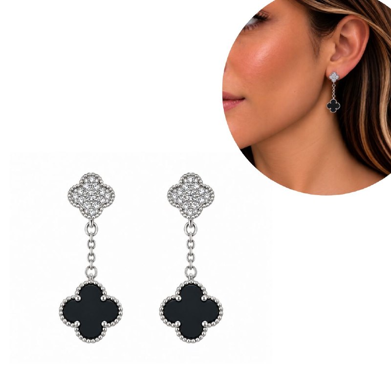 ARITOS DE ENCHAPE PARA DAMA CON DISEÑO DE FLOR 2.6CM (DUPE DE VAN CLEEF)