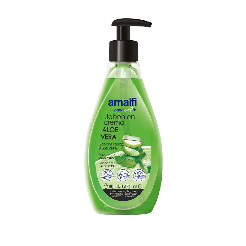 JABON LIQUIDO PARA MANOS HIDRATANTE Y CALMANTE CON AROMA A SABILA AMALFI 500ML