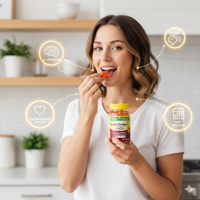 VITAMINAS EN GOMITAS DE OMEGA 3 PARA EL CEREBRO SPRING VALLEY 60UND