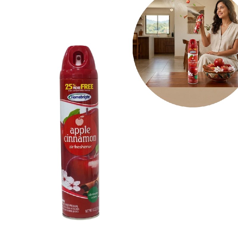 AMBIENTADOR EN SPRAY CON AROMA A MANZANA Y CANELA HOMEBRIGHT 283G