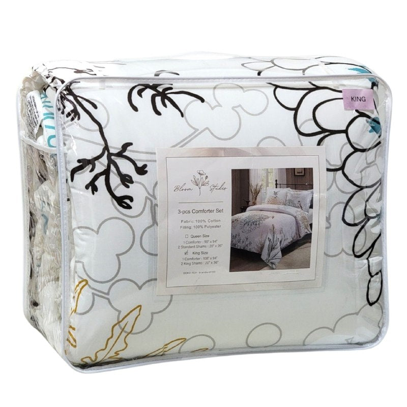 JUEGO DE EDREDON TAMAÑO KING 3PCS BLOOM STUDIO