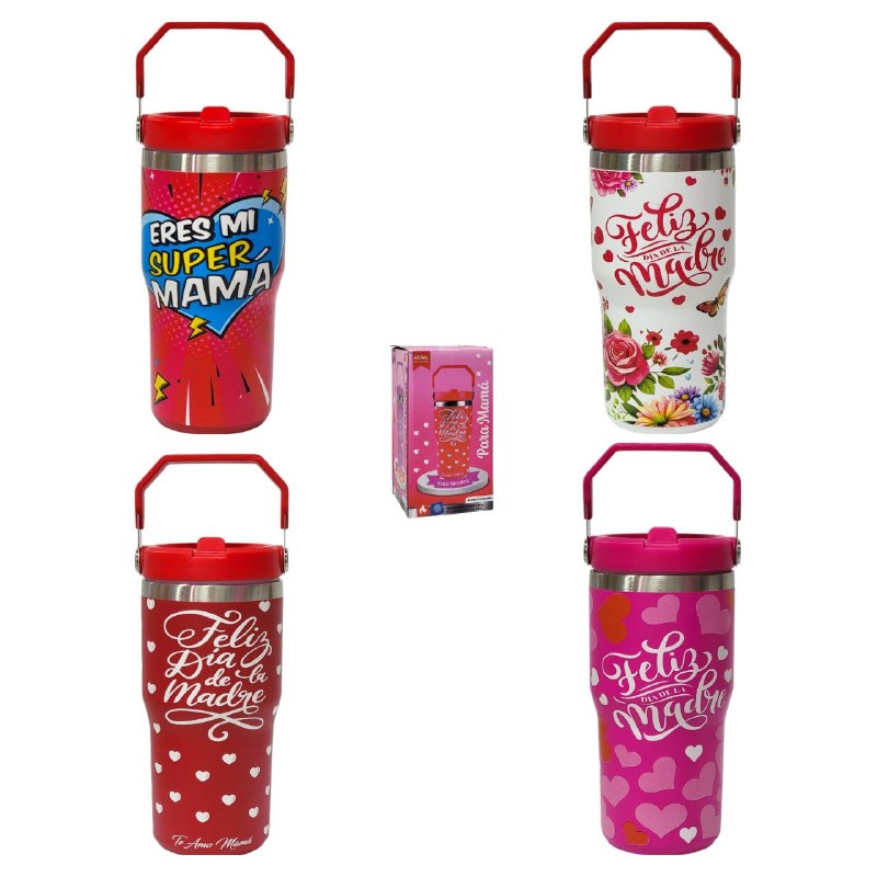TERMO PORTATIL DE ALTA RESISTENCIA DE ACERO INOXIDABLE DEL DIA DE LAS MADRES 600ML