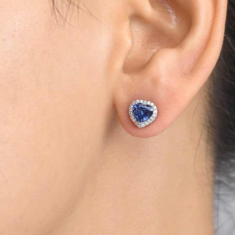 ARITOS PANDORA DE PLATA 9.25 FORMA CORAZON AZUL