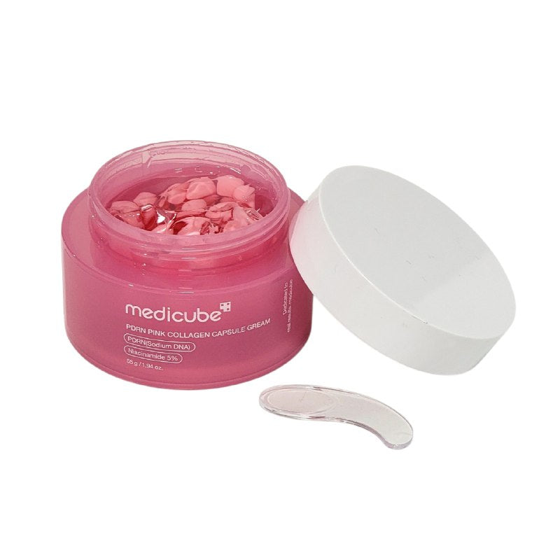 CREMA FACIAL COREANA DE CAPSULA HIDRATANTE Y ANTIEDAD DE COLAGENO ROSA Y PDRN MEDICUBE 55G