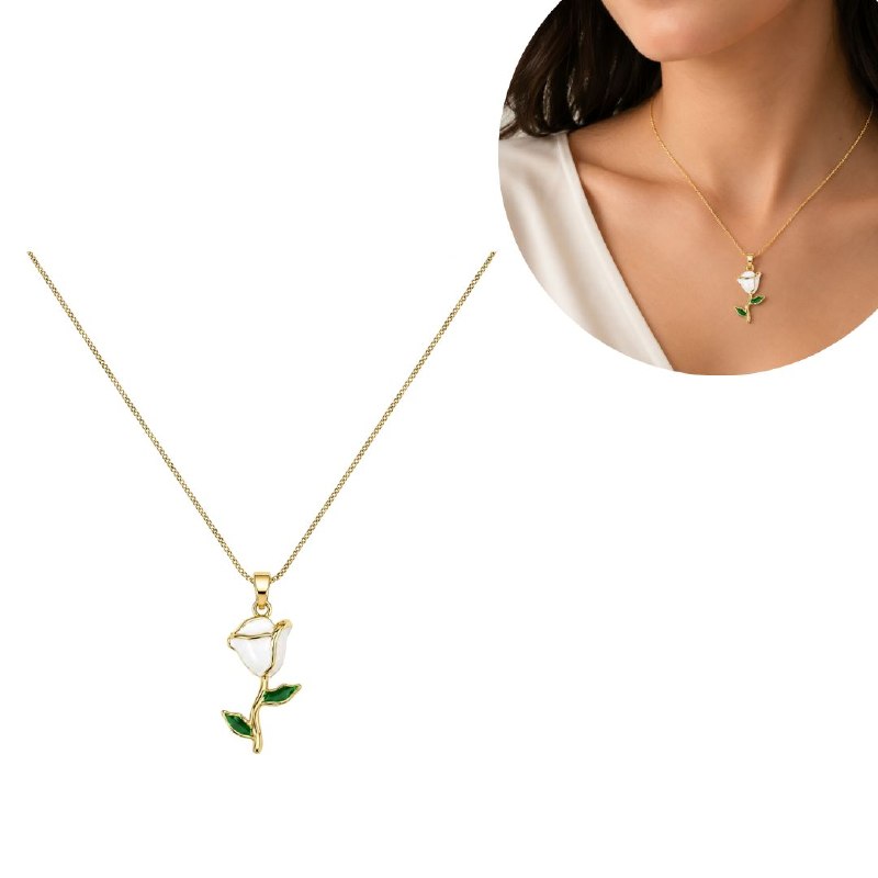 GARGANTILLA DE ENCHAPE PARA DAMA CON DISEÑO FLOR ROSA 3CM