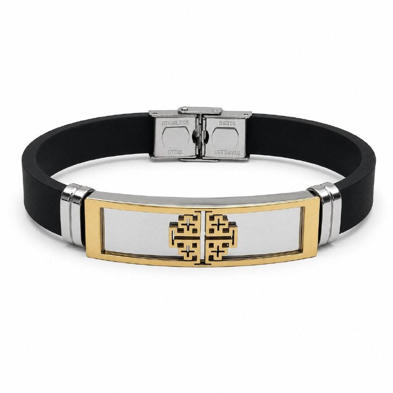 PULSERA DE ENCHAPE PARA CABALLERO, CIRCULO LABERINTO 21CM