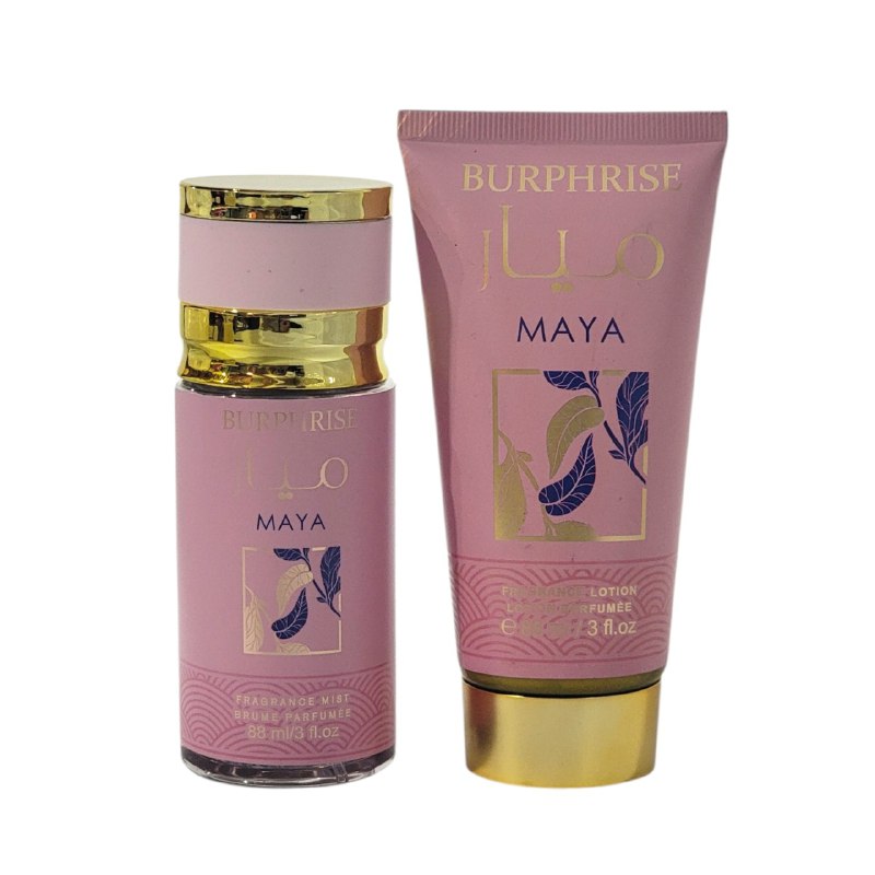 SET MINI MAYA BURPHRISE SPLASH 88ML, BODY LOTION 88ML (M) (AROMA SIMILAR LATTAFA MAYAR)