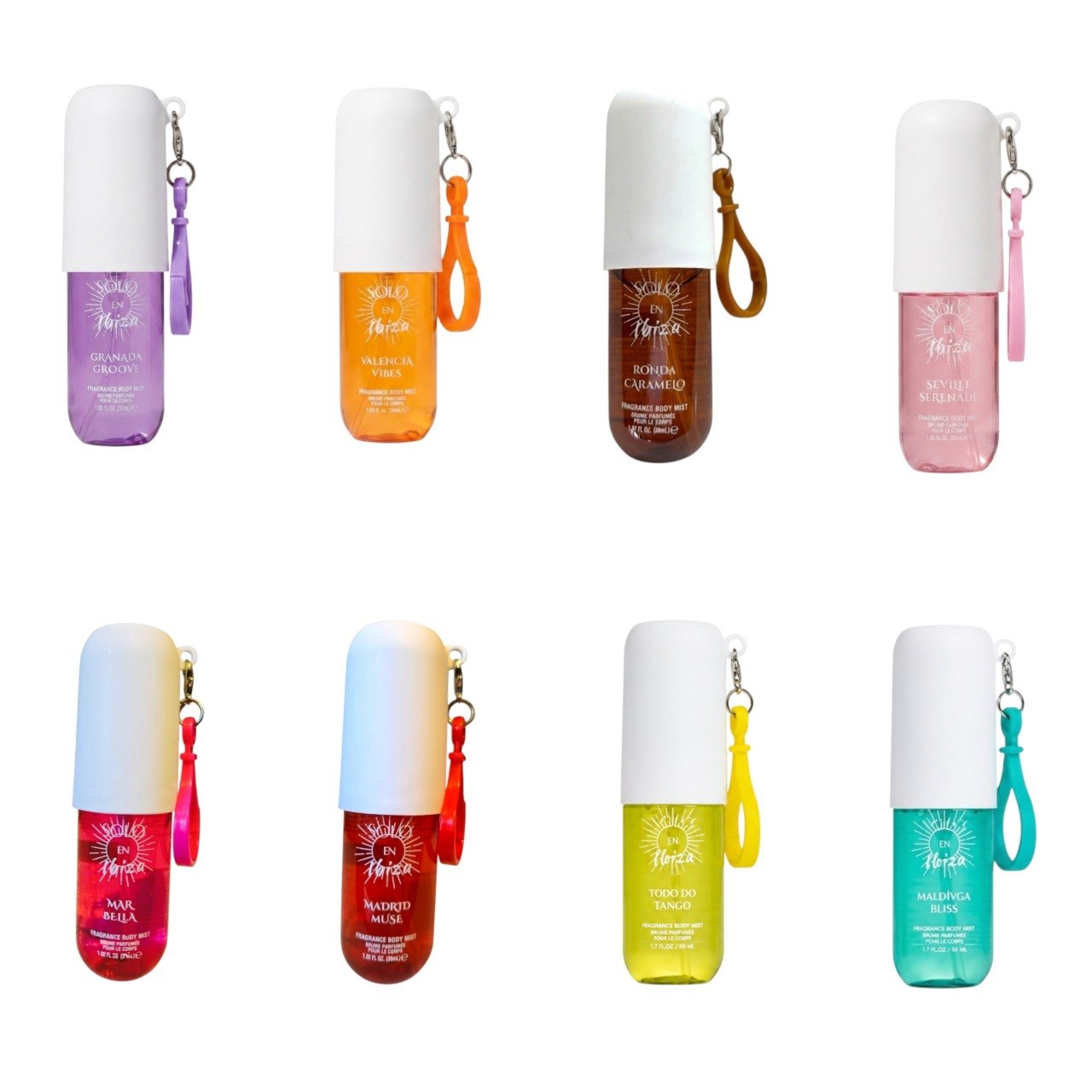 BODY MIST CON LLAVERO SOLO EN IBIZA 30ML (AROMAS SIMILARES A SOL DE JANEIRO)