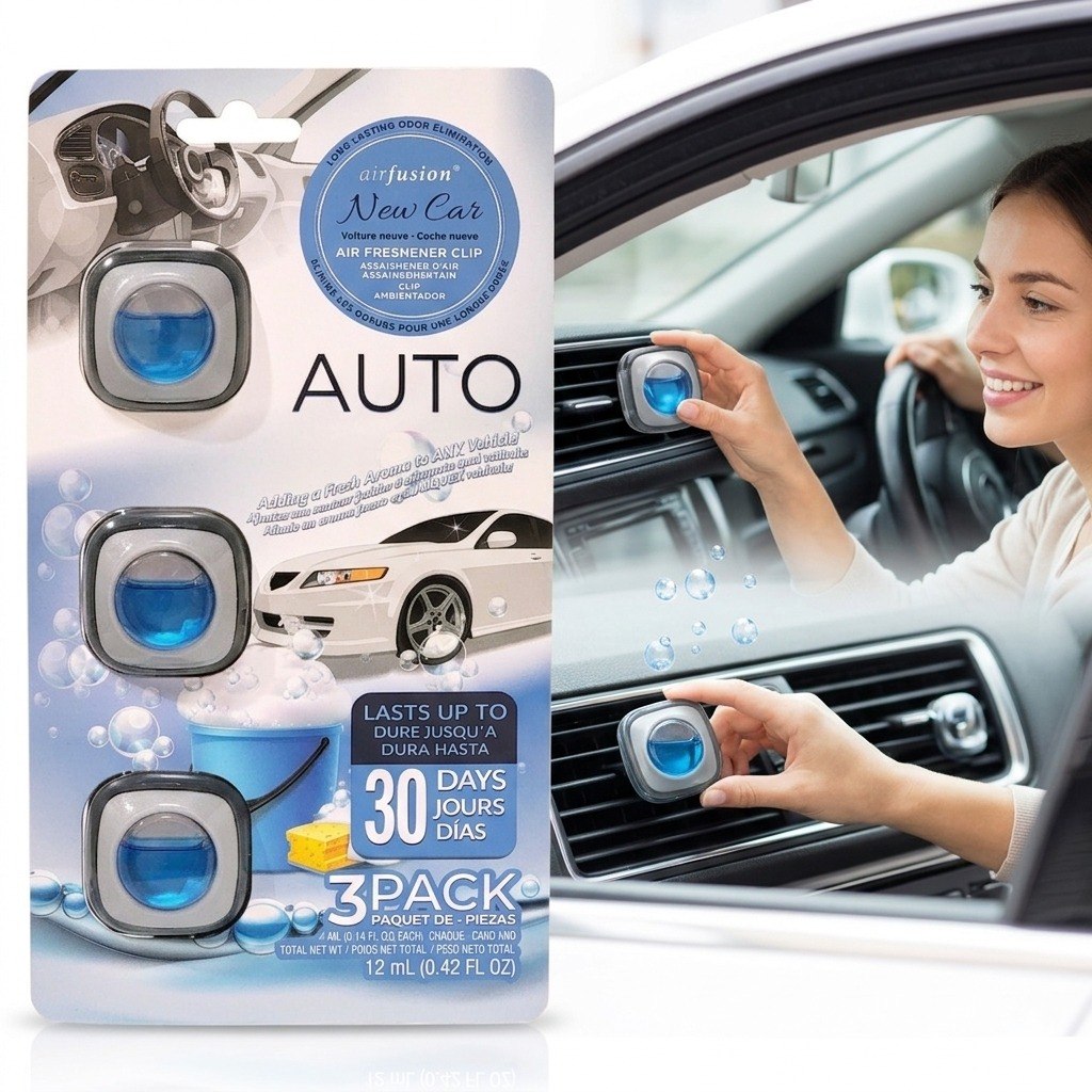 AMBIENTADOR PARA VENTILACION DE CARRO AROMA CARRO NUEVO AIRFUSION 3X12ML