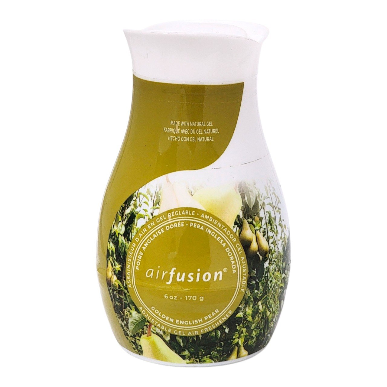 AMBIENTADOR DE GEL AJUSTABLE AROMA A PERA INGLESA DORADA AIRFUSION 170G