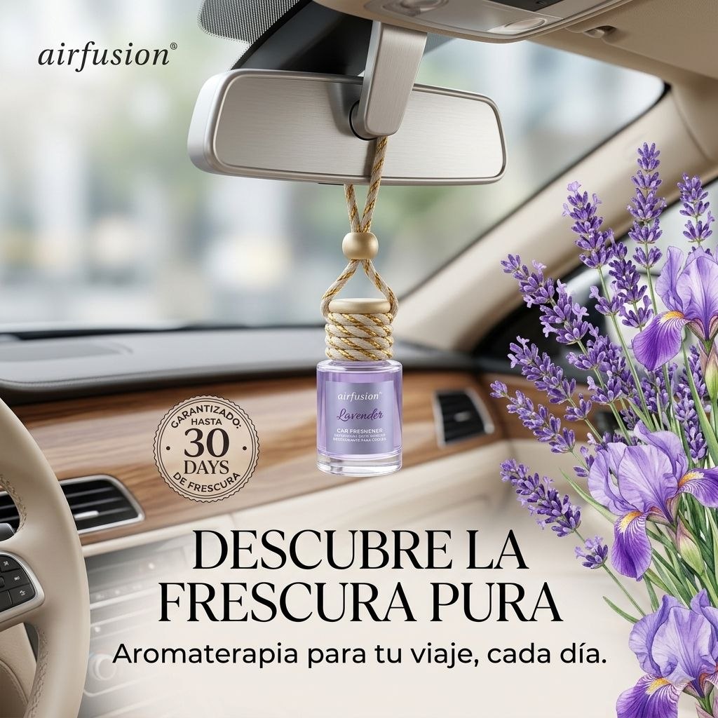 AMBIENTADOR LIQUIDO COLGANTE PARA AUTO AROMA A LAVANDA AIRFUSION 8ML