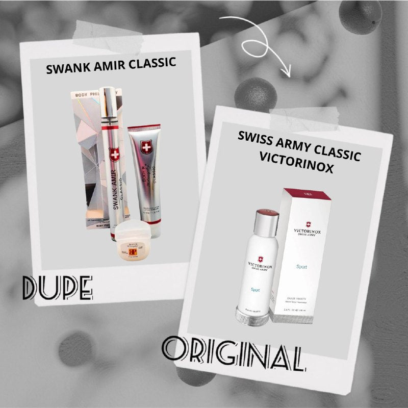 SET PERFUME EN TUBO PARA HOMBRE SWANK AMIR CLASSIC EDP 35ML, BODY LOTION 40G, VASELINA 7G (H)