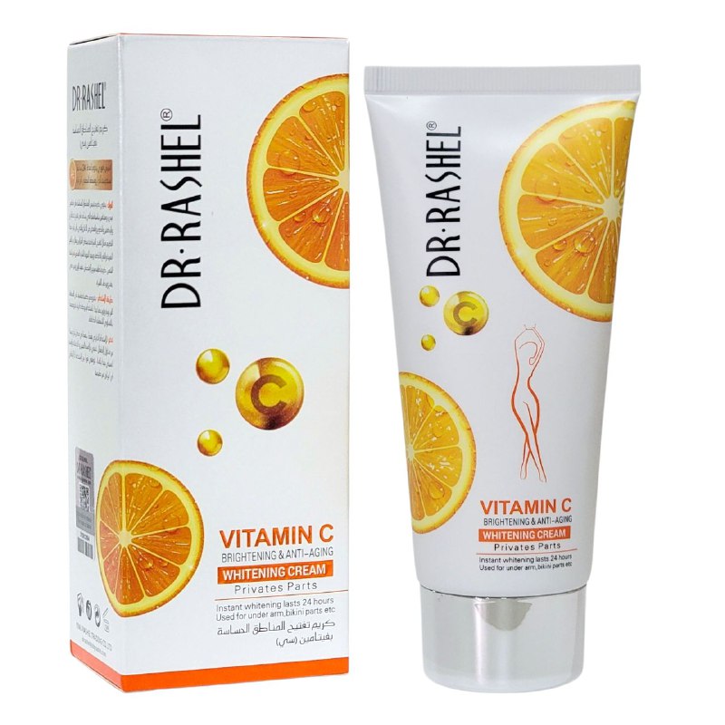 CREMA CORPORAL PARA ZONA INTIMA ACLARANTE CON VITAMINA C Y NIACINAMIDA DR RASHEL 80G