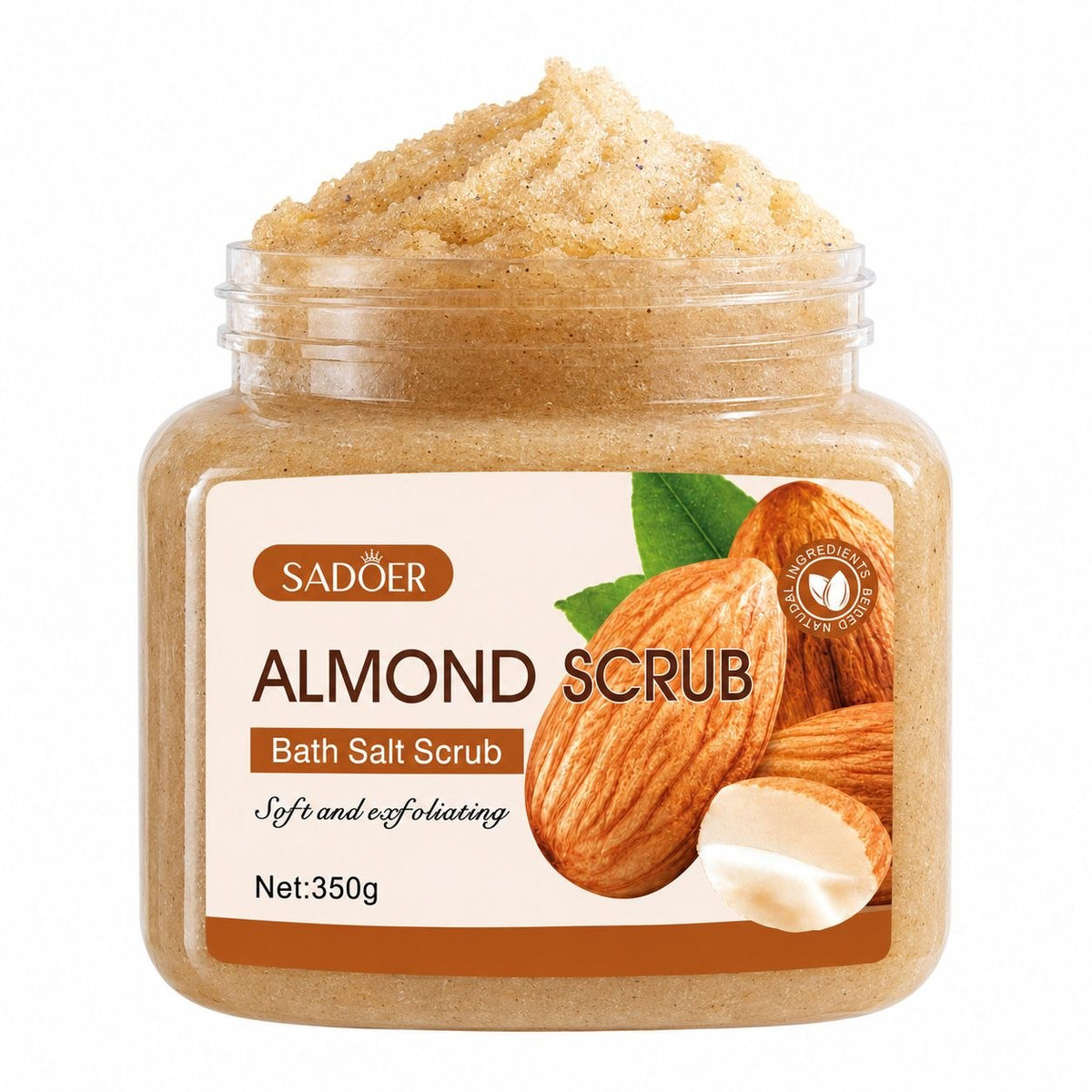 EXFOLIANTE CORPORAL DE SAL DE BAÑO CON EXTRACTO DE ALMENDRA SADOER 350 G / 12.35 OZ